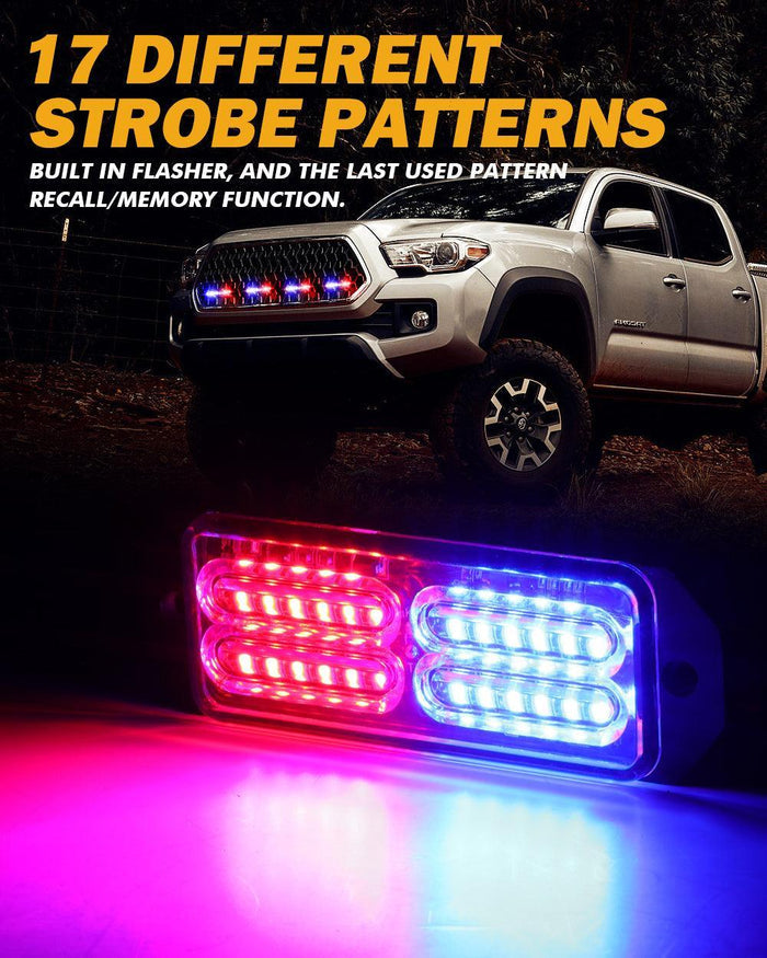 (4PSC/SET) 24LED Emergency Surface Mount Grill Strobe Light for Trucks Vehicles ATV RV Cars Van