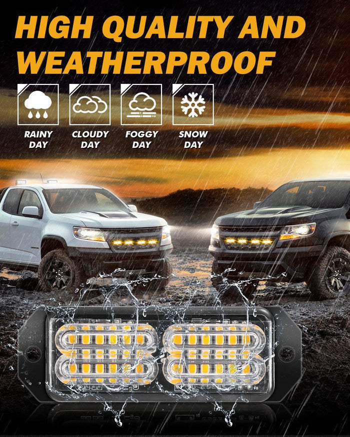 (4PSC/SET) 24LED Emergency Surface Mount Grill Strobe Light for Trucks Vehicles ATV RV Cars Van
