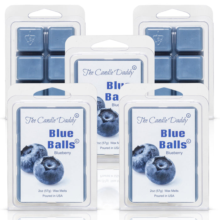 5 Pack - Two Blue Balls - Ripe Blueberry Scented Melt - Maximum Scent Wax Cubes/Melts - 2 Ounces x 5 Packs = 10 Ounces - The Candle Daddy
