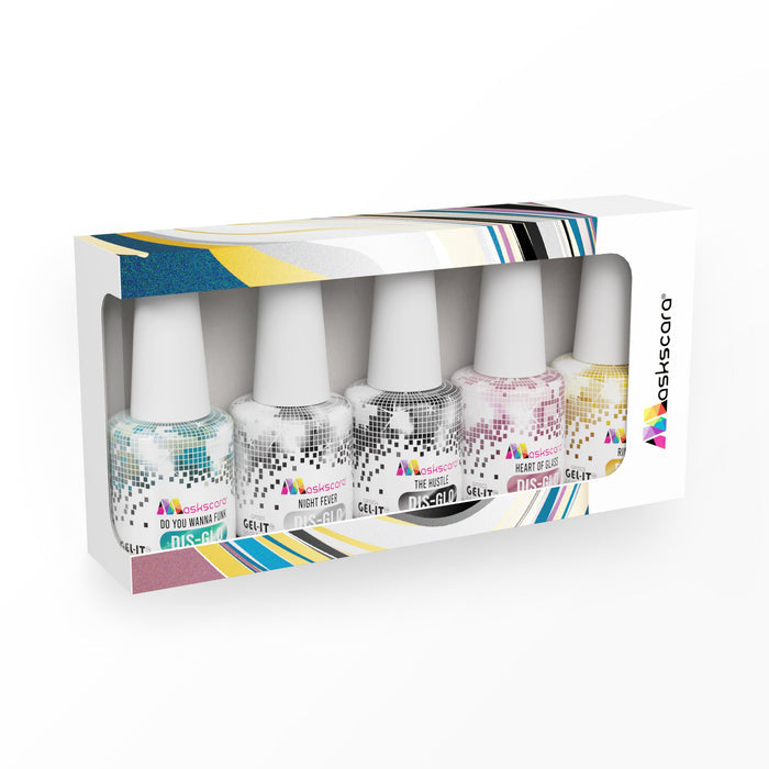 <img scr = “Maskscara Gel-It 5 Pack Groovy Kit.jpg” alt = “Reflective Dis-Glo Gel Polish Kit by the brand Maskscara ”>