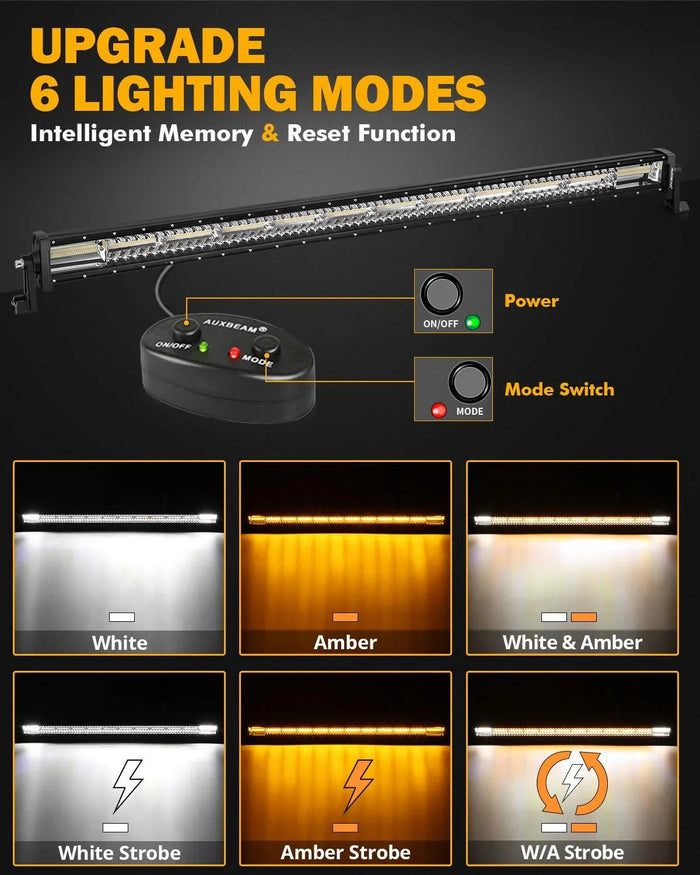 50 Inch 6 Modes White&Amber Straight Off Road Led Light Bar