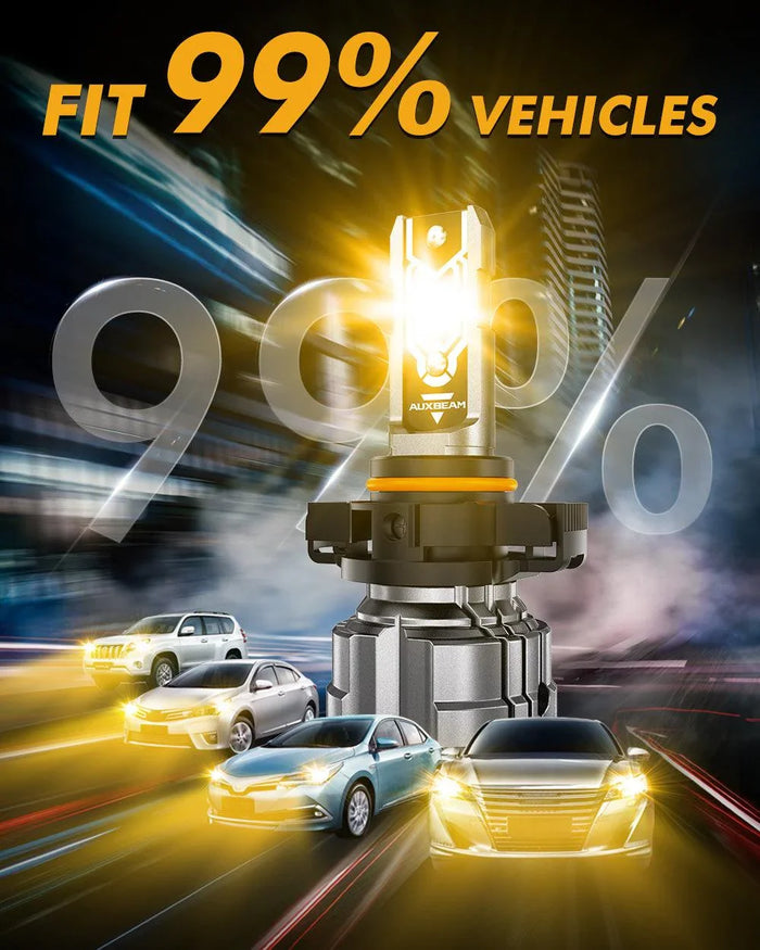 🆕5202 5202 5201 PS24W H16EU LED Fog Light/DRL Bulbs 50W 10000LM 2500K Amber Yellow Q5 Series | 2 Bulbs