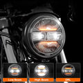 5.75 Inch 55W DOT Motorcycle LED Headlight Assembly with Amber DRL for Sportster/Softail/Dyna