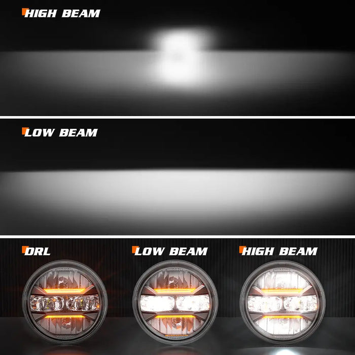 5.75 Inch 55W DOT Motorcycle LED Headlight Assembly with Amber DRL for Sportster/Softail/Dyna