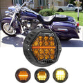 🆕 7 Inch 120W DOT Motorcycle LED Headlight Assembly with Amber DRL & Honeycomb Design (Hi/Lo Beam) for 2002 CVO Road King FLHRSEI