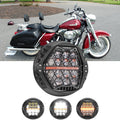🆕 7 Inch 120W DOT Motorcycle LED Headlight Assembly with Amber DRL & Honeycomb Design (Hi/Lo Beam) for 2004-2007 Road King Custom FLHRS