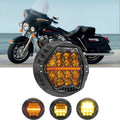 🆕 7 Inch 120W DOT Motorcycle LED Headlight Assembly with Amber DRL & Honeycomb Design (Hi/Lo Beam) for 1995-2009 Electra Glide Standard FLHT