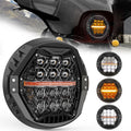 🆕 7 Inch 120W DOT Motorcycle LED Headlight Assembly with Amber DRL & Honeycomb Design (Hi/Lo Beam) for Harley-Davidson Touring
