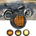 🆕 7 Inch 120W DOT Motorcycle LED Headlight Assembly with Amber DRL & Honeycomb Design (Hi/Lo Beam) for Softail Deluxe