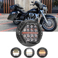 🆕 7 Inch 120W DOT Motorcycle LED Headlight Assembly with Amber DRL & Honeycomb Design (Hi/Lo Beam) for 2005-2013 Ultra Classic Electra Glide FLHTCU