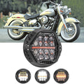 🆕 7 Inch 120W DOT Motorcycle LED Headlight Assembly with Amber DRL & Honeycomb Design (Hi/Lo Beam) for Softail Deluxe