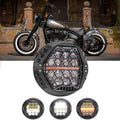 🆕 7 Inch 120W DOT Motorcycle LED Headlight Assembly with Amber DRL & Honeycomb Design (Hi/Lo Beam) for Softail Slim