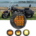 🆕 7 Inch 120W DOT Motorcycle LED Headlight Assembly with Amber DRL & Honeycomb Design (Hi/Lo Beam) for 2001-2006 Heritage Softail Classic EFI FLSTCI