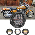 🆕 7 Inch 120W DOT Motorcycle LED Headlight Assembly with Amber DRL & Honeycomb Design (Hi/Lo Beam) for Kawasaki Vulcan Mean Streak