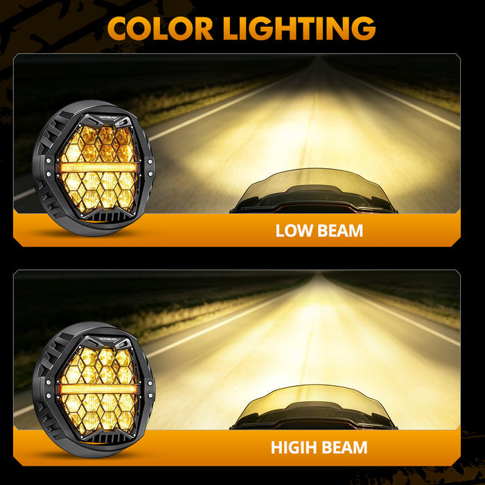🆕 7 Inch 120W DOT Motorcycle LED Headlight Assembly with Amber DRL & Honeycomb Design (Hi/Lo Beam) for 1999-2002 Electra Glide Classic EFI FLHTCI