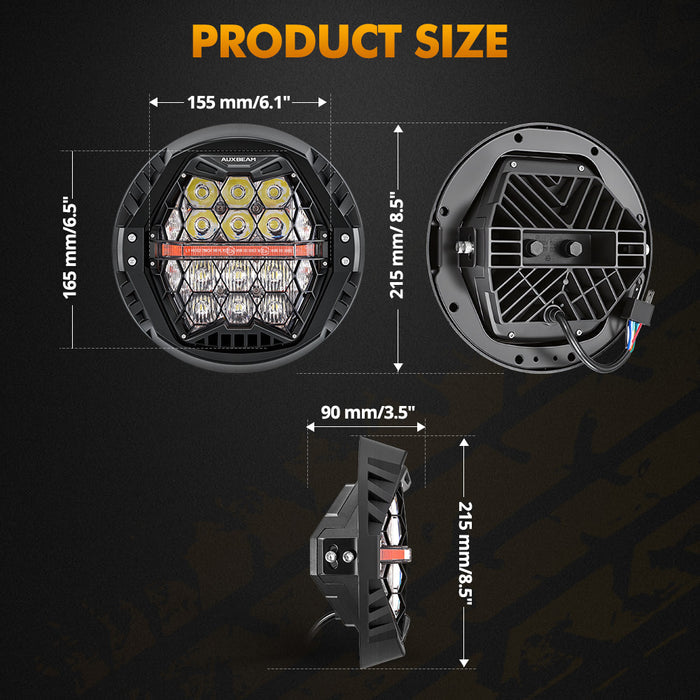 🆕 7 Inch 120W DOT Motorcycle LED Headlight Assembly with Amber DRL & Honeycomb Design (Hi/Lo Beam) for Harley-Davidson Touring