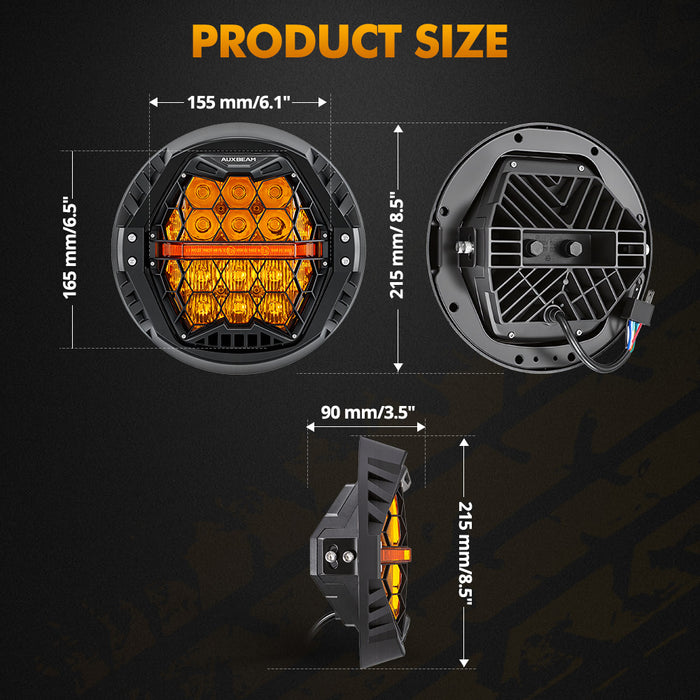 🆕 7 Inch 120W DOT Motorcycle LED Headlight Assembly with Amber DRL & Honeycomb Design (Hi/Lo Beam) for 1994-2013 Electra Glide Classic FLHTC