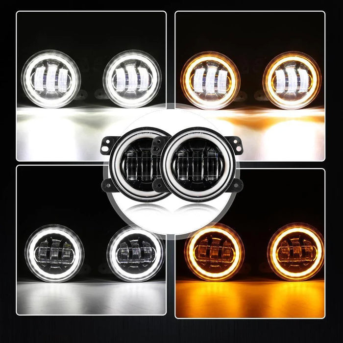 7'' LED Headlight Replacement + 4'' LED Fog Light + LED Smoke Tail Light + Front Turn Signal & Fender Flares Side Marker Light for Jeep Wrangler JK