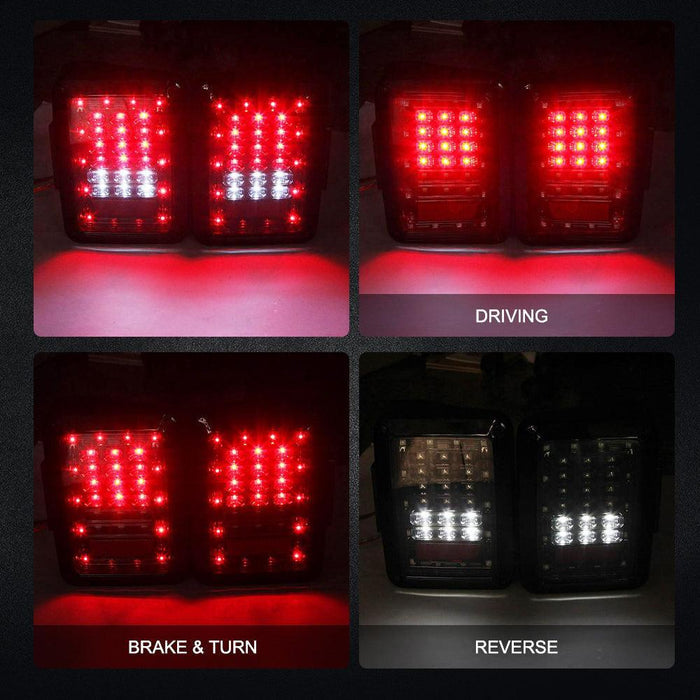 7'' LED Headlight Replacement with Halo Ring, 4'' LED Fog Light & LED Smoke Tail Light Brake Reverse Turn Signal Lamp for Jeep Wrangler JK
