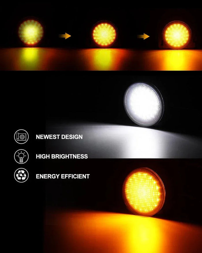 7'' LED Headlight Replacement with Halo Ring + 4'' LED Fog Light + LED Smoke Tail Light + Front Turn Signal & Fender Flares Side Marker Light for Jeep Wrangler JK