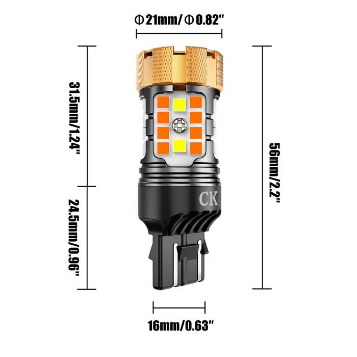 🆕 7443 US-CK LED Front Turn Signal & DRL Light Bulbs 50W 4000LM CAN-Bus Error Free Dual Color Switchback White & Amber B21-PRO Series | 2 Bulbs