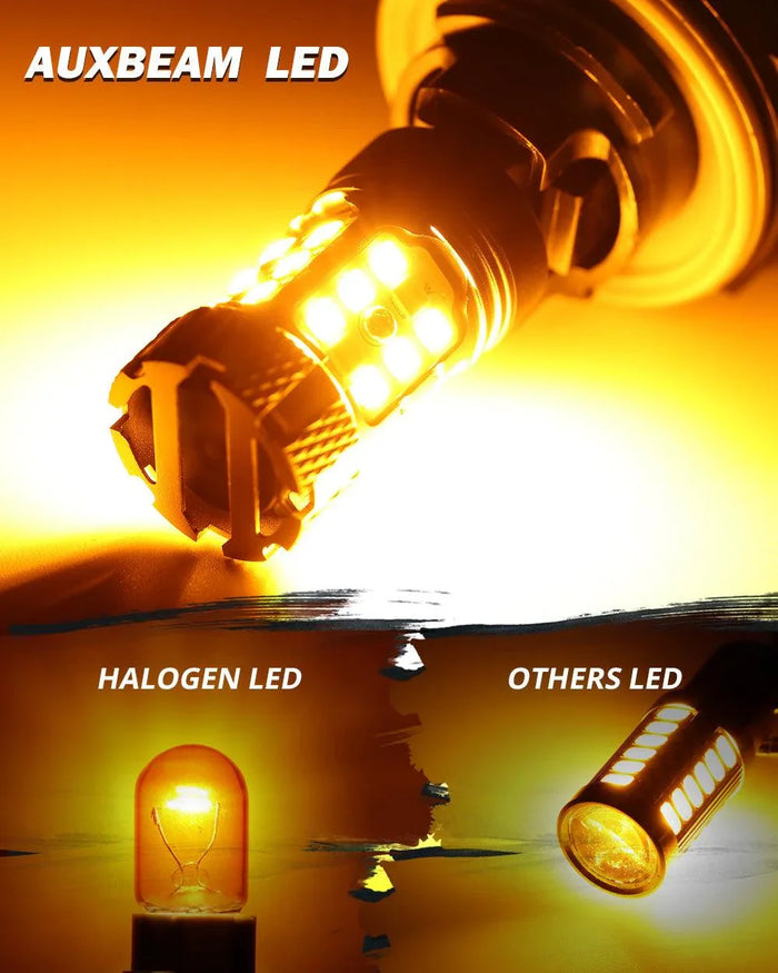 🆕7443 US-CK LED Turn Signal Light Rear/Front, Side Maker Light Bulbs 50W 4000LM CAN-Bus Error Free 3000K Amber B21-PRO Series |2 Bulbs