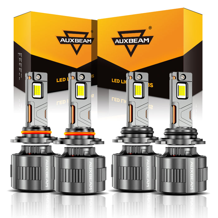 🆕9005+9006 LED Headlight Bulbs 130W 32000LM F35 Series Dual Compatibility 12V/24V 6500K Cool White | 4 Bulbs