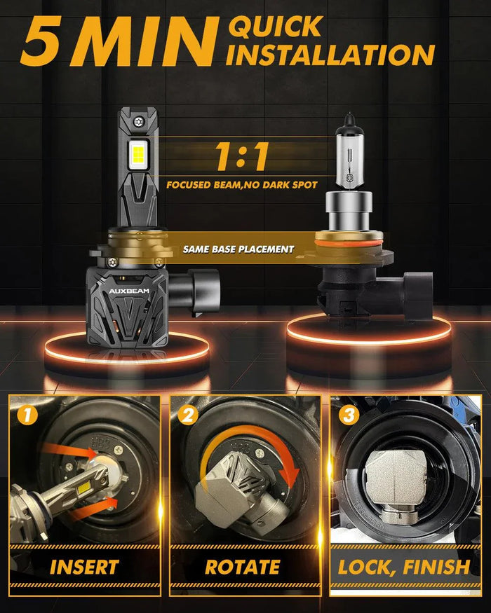 🆕9005+9006 LED Headlight Bulbs Q40 Series Ultra-High Brightness 120W 30000LM 6500K Cool White | 4 Bulbs