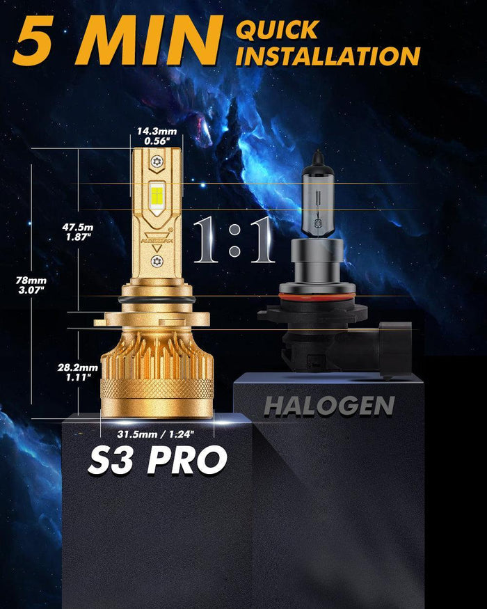🆕9005+9006 LED Headlight Bulbs S3 Pro Series Dual Decoder CAN-BUS Error Free 12V 120W 24000LM 6500K Cool White |4 Bulbs