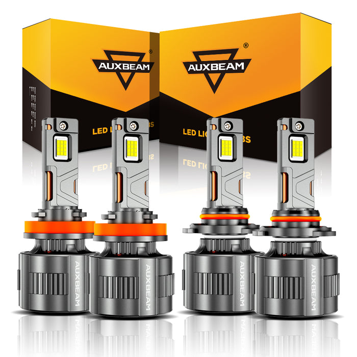 🆕9005+H11 LED Headlight Bulbs 130W 32000LM F35 Series Dual Compatibility 12V/24V 6500K Cool White | 4 Bulbs