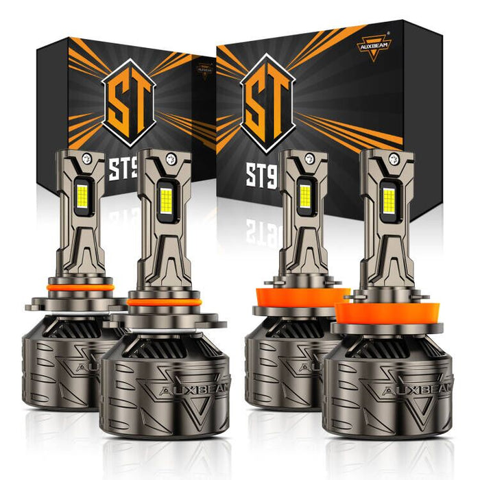 9005+H11 LED Headlight Bulbs 180W 35000LM ST90 Series High Power 6500K Cool White | 4 Bulbs