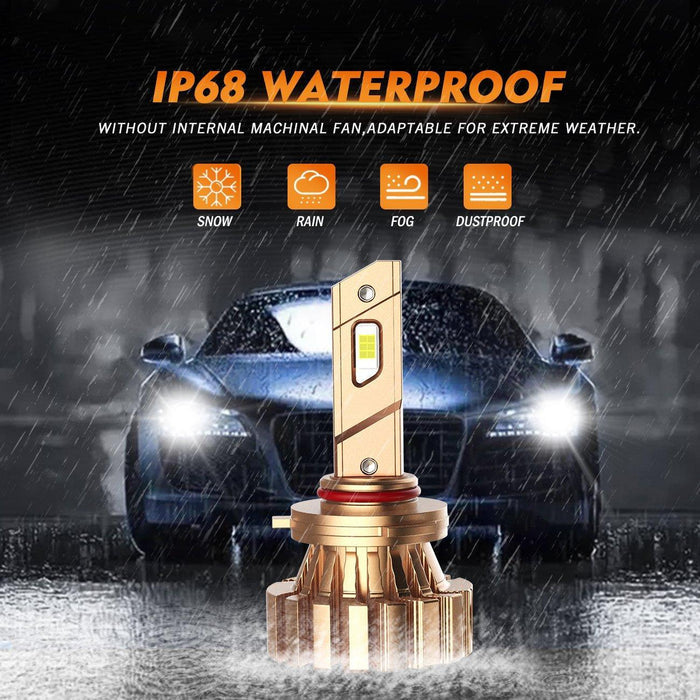 9005+H11 LED Headlight Bulbs 44W 4000LM X60 Series Fanless 6500K Cool White | 4 Bulbs