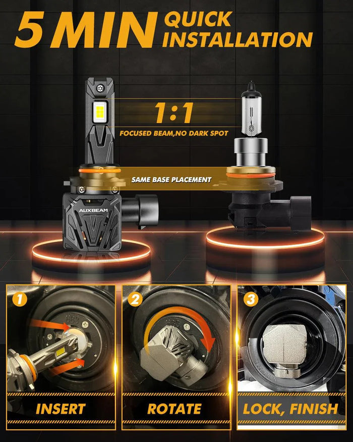 🆕9005+H11 LED Headlight Bulbs Q40 Series Ultra-High Brightness 120W 30000LM 6500K Cool White | 4 Bulbs