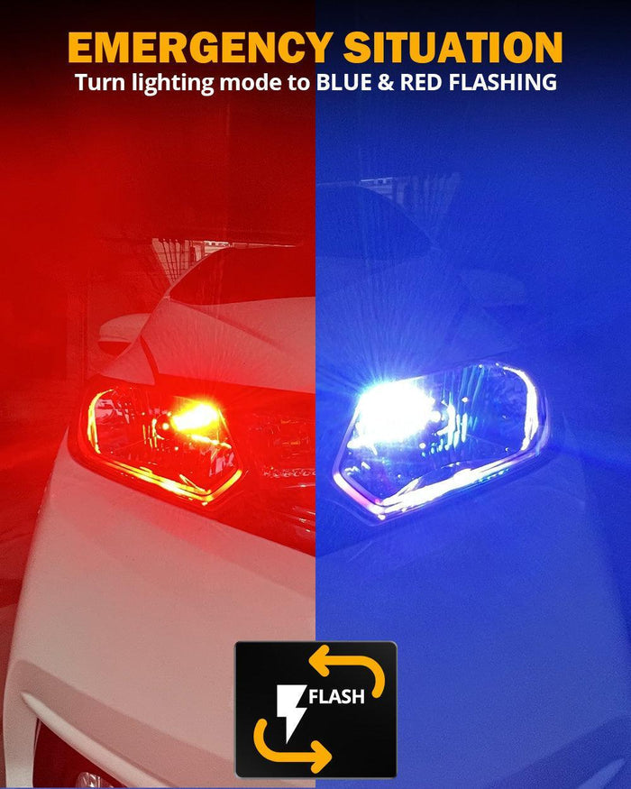 🆕9005/HB3 RGB LED Headlight Bulbs/DRL/Fog Light R7 Series 70W 25000LM 6500K Cool White + RGB Remote Control | 2 Bulbs