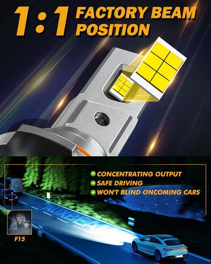 9005/HB3/H10 LED Headlight Bulbs 90W 20000LM F15 Series 20% Smaller Size 6500K Cool White | 2 Bulbs