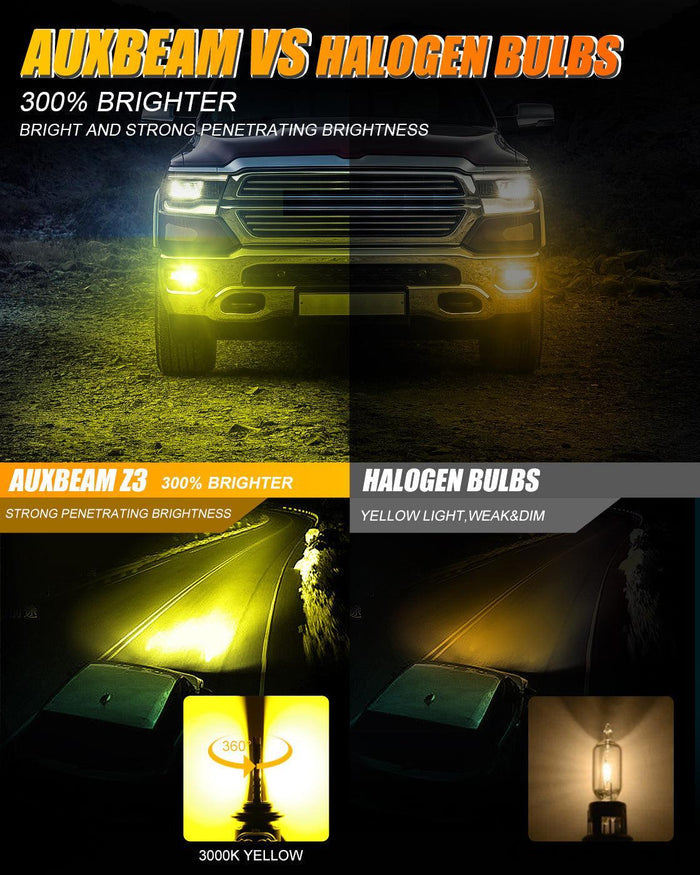 9006 HB4 LED Fog Light/DRL Bulbs 44W 8000LM 3000K Golden Yellow Z3 Series | 2 Bulbs