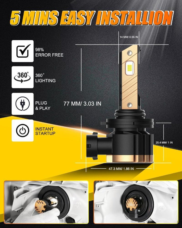 9006 HB4 LED Fog Light/DRL Bulbs 44W 8000LM 6500K Cool White Z3 Series | 2 Bulbs