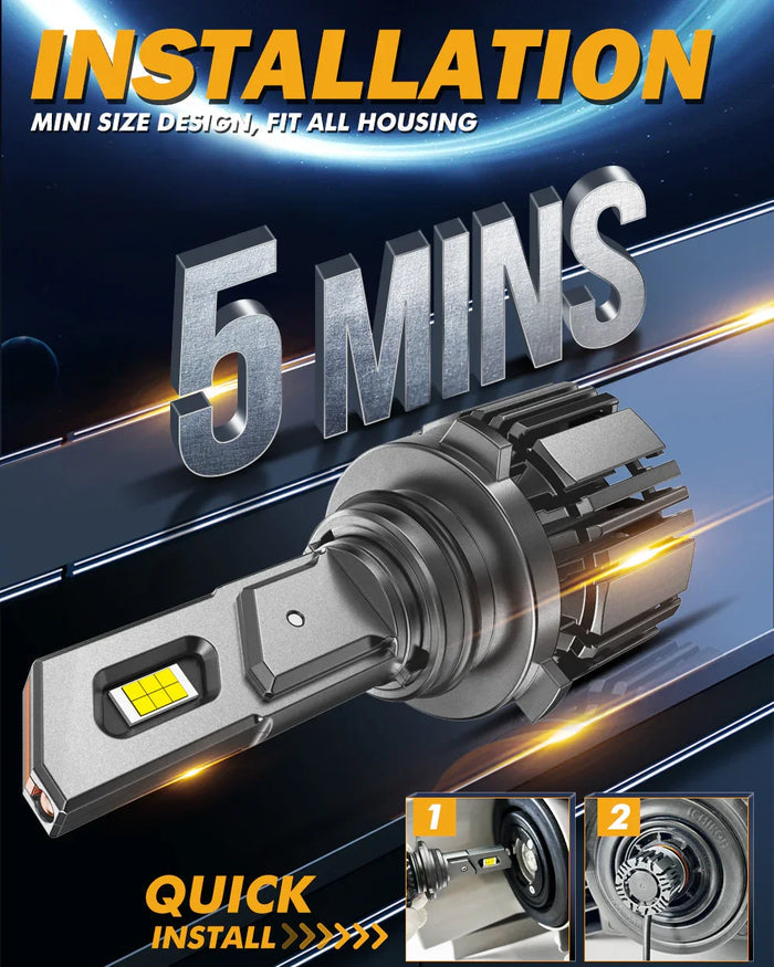 9006/HB4 LED Headlight Bulbs 90W 20000LM F15 Series 20% Smaller Size 6500K Cool White | 2 Bulbs