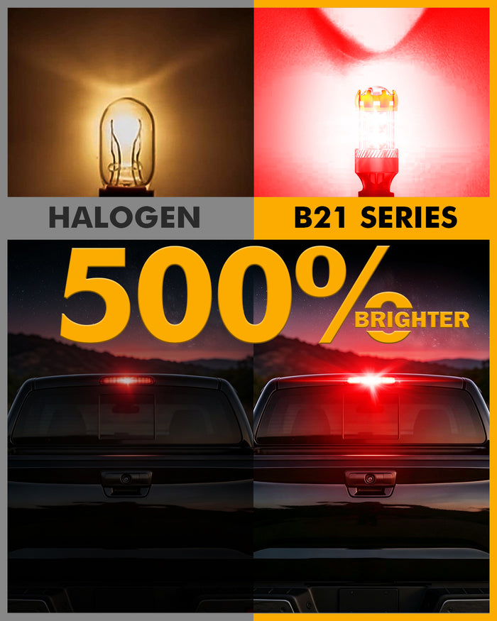 912 921 T15 W16W LED Strobe Flashing 3rd Brake Center High Mount Stop Light 20W 500% B21 Series | 2 Bulbs
