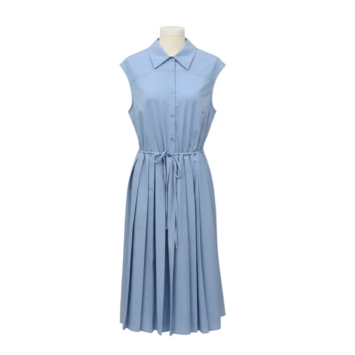 B-YU Tie Waist Midi Dress - Celeste