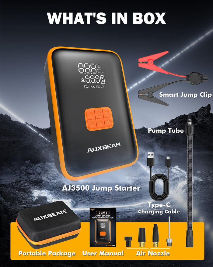 🆕AJ3500 Series 3500A Jump Starter with Air Compressor 120PSI Tire Inflator For 8L Gas/ 6L Diesel Engine