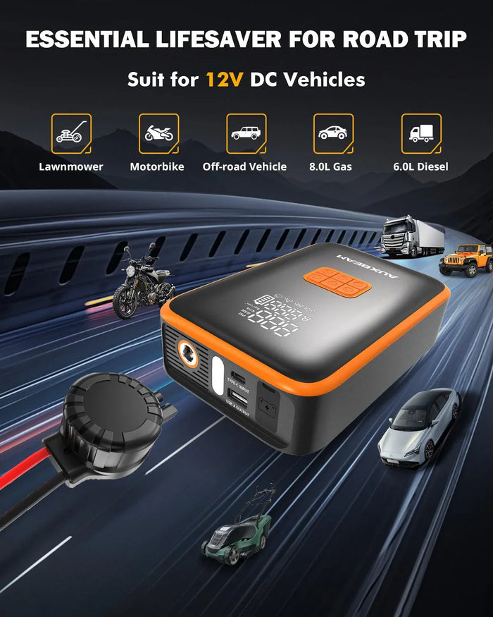 🆕AJ3500 Series 3500A Jump Starter with Air Compressor 120PSI Tire Inflator For 8L Gas/ 6L Diesel Engine