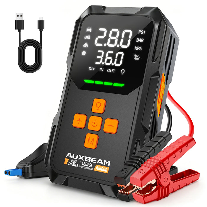 🆕AJ5000 Series 59.2Wh Jump Starter with Air Compressor 160PSI Tire Inflator For 12V All Gas/ 12L Diesel Engine