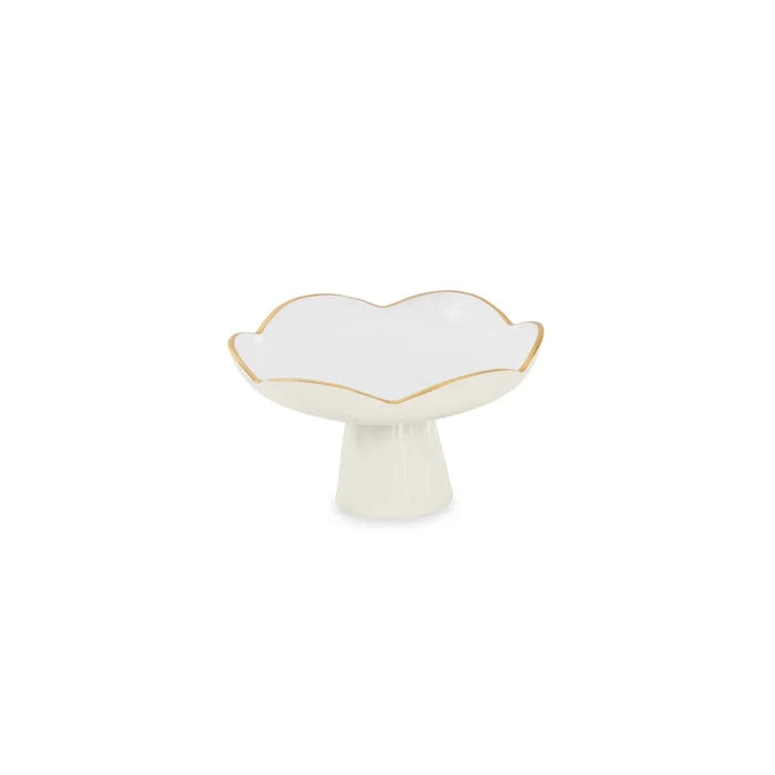 Amelia Small Pedestal Plate (Cream and White)