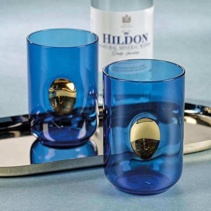Aperitivo Tumbler with Gold Accent - Blue