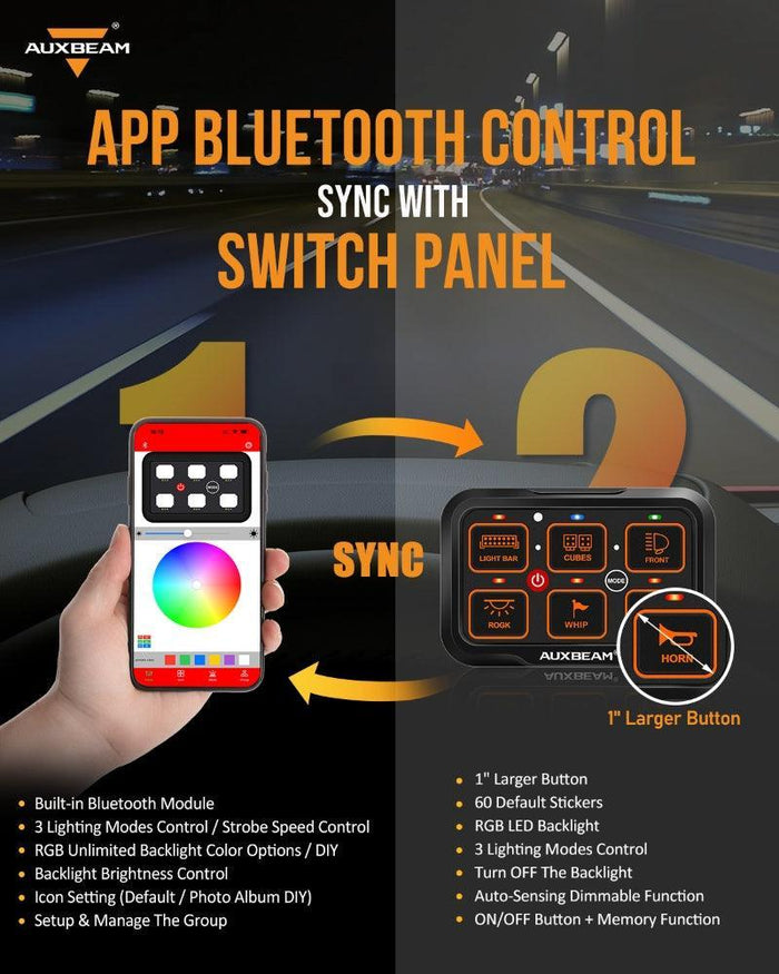 AR Series 6 Gang (AR-600) RGB Switch Panel with APP, Toggle/ Momentary/ Pulsed Mode Supported (One-Side Output)
