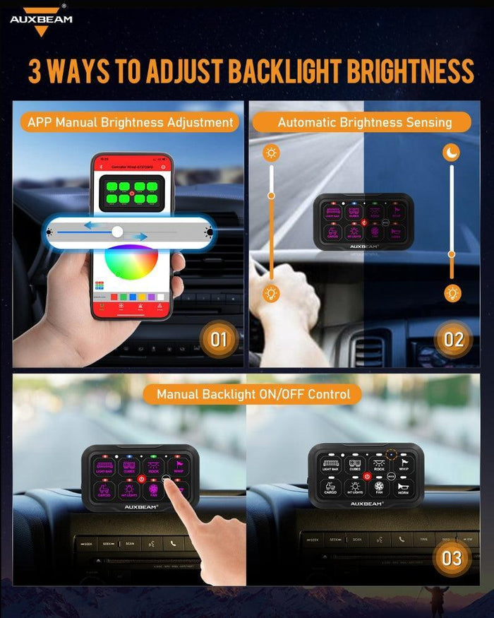 AR Series 8 Gang (AR-800) RGB Switch Panel with APP, Toggle/ Momentary/ Pulsed Mode Supported(One-Sided Outlet)