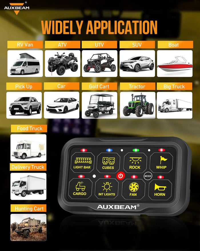 AR Series 8 Gang (AR-820) RGB Switch Panel with APP, Toggle/ Momentary/ Pulsed Mode Supported (Two-Sided Outlet)