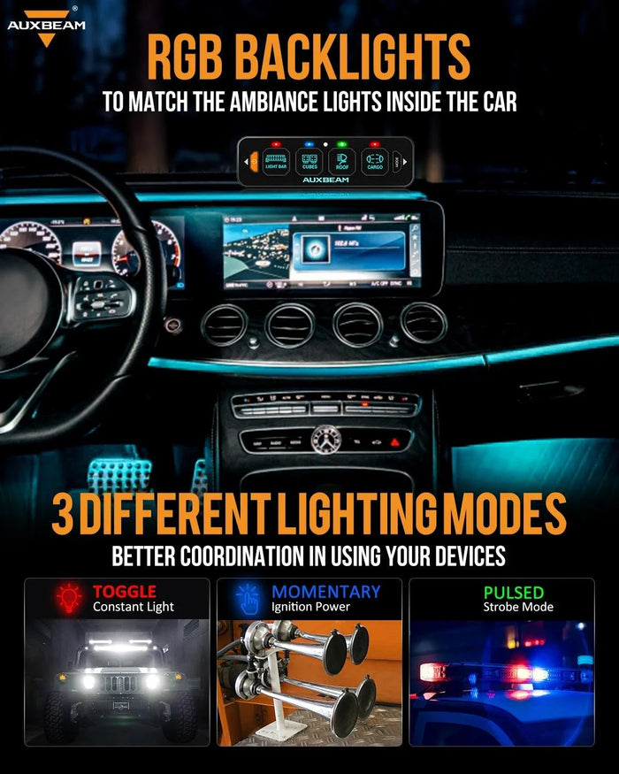 AS Series 4 Gang (AS-400) RGB Slim Switch Panel with APP&Remote Control, Toggle/ Momentary/ Pulsed Mode Supported(One-Sided Outlet)
