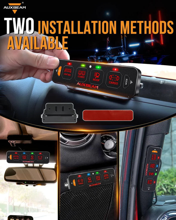 AS Series 4 Gang (AS-400) RGB Slim Switch Panel with APP&Remote Control, Toggle/ Momentary/ Pulsed Mode Supported(One-Sided Outlet)